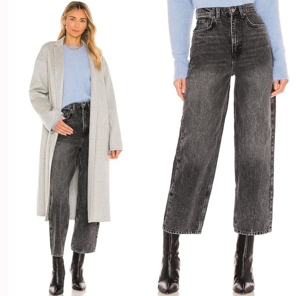 Free People Denim - Free People Frank Dad Straight Leg Jeans in Inky Black Sz 26